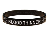 Black Blood Thinner Wristband With Medical Alert Symbol