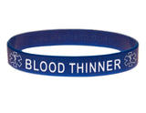 Blue Blood Thinner Wristband With Medical Alert Symbol