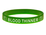 Green Blood Thinner Wristband With Medical Alert Symbol