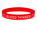 Red Blood Thinner Wristband With Medical Alert Symbol
