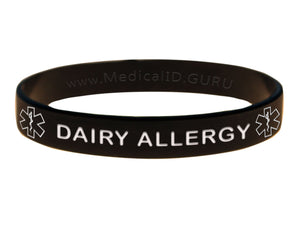 Black Blue Green Purple Red Dairy Allergy Bracelet Wristbands With Medical Alert Symbol