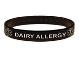 Black Dairy Allergy Wristband With Medical Alert Symbol
