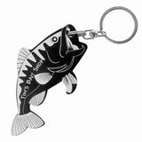 Black Fish Shaped Anodized Aluminum Key Chain Bottle Opener with Laser Engraved Custom Logo Personalized