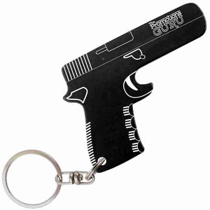 Black Gun Shaped Anodized Aluminum Key Chain Bottle Opener with Laser Engraved Custom Logo Personalized