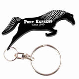 Black Jumping Horse Shaped Anodized Aluminum Key Chain Bottle Opener with Laser Engraved Custom Logo Personalized