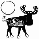 Black Moose Shaped Anodized Aluminum Key Chain Bottle Opener with Laser Engraved Custom Logo Personalized