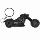 Black Motorcycle Shaped Anodized Aluminum Key Chain Bottle Opener with Laser Engraved Custom Logo Personalized