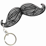 Black Mustache Shaped Anodized Aluminum Key Chain Bottle Opener with Laser Engraved Custom Logo Personalized