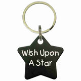 Black Star Shaped Anodized Aluminum Key Chain with Laser Engraved Custom Logo Personalized