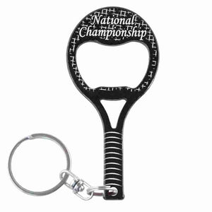 Green Tennis Raquet Shaped Anodized Aluminum Key Chain Bottle Opener with Laser Engraved Custom Logo Personalized