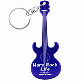 Blue Acoustic Guitar Shaped Anodized Aluminum Key Chain Bottle Opener with Laser Engraved Custom Logo Personalized