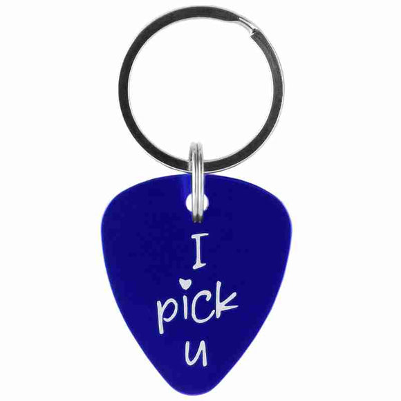 Blue Guitar Pick Key Chain