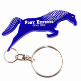 Blue Jumping Horse Shaped Anodized Aluminum Key Chain Bottle Opener with Laser Engraved Custom Logo Personalized