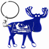 Blue Moose Shaped Anodized Aluminum Key Chain Bottle Opener with Laser Engraved Custom Logo Personalized