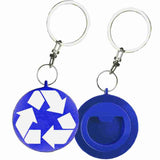 Blue Round Shaped Anodized Aluminum Key Chain Bottle Opener with Laser Engraved Custom Logo Personalized