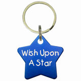 Blue Star Shaped Anodized Aluminum Key Chain with Laser Engraved Custom Logo Personalized