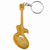 Gold Electric Guitar Shaped Anodized Aluminum Key Chain Bottle Opener with Laser Engraved Custom Logo Personalized