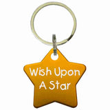 Gold Star Shaped Anodized Aluminum Key Chain with Laser Engraved Custom Logo Personalized