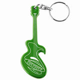 Green Electric Guitar Shaped Anodized Aluminum Key Chain Bottle Opener with Laser Engraved Custom Logo Personalized
