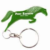 Green Jumping Horse Shaped Anodized Aluminum Key Chain Bottle Opener with Laser Engraved Custom Logo Personalized