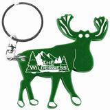 Green Moose Shaped Anodized Aluminum Key Chain Bottle Opener with Laser Engraved Custom Logo Personalized
