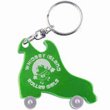 Green Rollerskate Anodized Aluminum Key Chain Bottle Opener with Laser Engraved Custom Logo Personalized