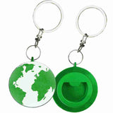 Green Round Shaped Anodized Aluminum Key Chain Bottle Opener with Laser Engraved Custom Logo Personalized