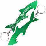 Green Shark Shaped Anodized Aluminum Key Chain Bottle Opener with Laser Engraved Custom Logo Personalized