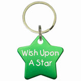 Green Star Shaped Anodized Aluminum Key Chain with Laser Engraved Custom Logo Personalized