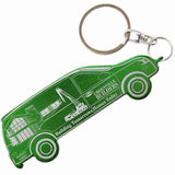 Green Van Shaped Anodized Aluminum Key Chain Bottle Opener with Laser Engraved Custom Logo Personalized