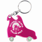 Hot Pink Rollerskate Anodized Aluminum Key Chain Bottle Opener with Laser Engraved Custom Logo Personalized
