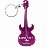 Purple Acoustic Guitar Shaped Anodized Aluminum Key Chain Bottle Opener with Laser Engraved Custom Logo Personalized