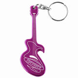 Purple Electric Guitar Shaped Anodized Aluminum Key Chain Bottle Opener with Laser Engraved Custom Logo Personalized