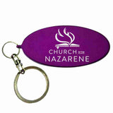 Purple Oval Shaped Anodized Aluminum Key Chain with Laser Engraved Custom Logo Personalized