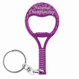 Purple Tennis Raquet Shaped Anodized Aluminum Key Chain Bottle Opener with Laser Engraved Custom Logo Personalized