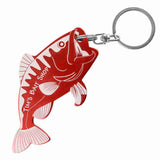 Red Fish Shaped Anodized Aluminum Key Chain Bottle Opener with Laser Engraved Custom Logo Personalized