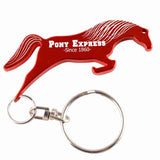 Red Jumping Horse Shaped Anodized Aluminum Key Chain Bottle Opener with Laser Engraved Custom Logo Personalized