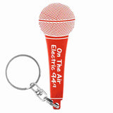 Red Microphone Shaped Anodized Aluminum Key Chain with Laser Engraved Custom Logo Personalized