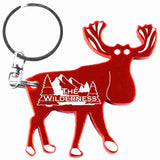 Red Moose Shaped Anodized Aluminum Key Chain Bottle Opener with Laser Engraved Custom Logo Personalized