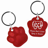 Red Paw Shaped Anodized Aluminum Key Chain with Laser Engraved Custom Logo Personalized
