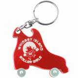 Red Rollerskate Anodized Aluminum Key Chain Bottle Opener with Laser Engraved Custom Logo Personalized