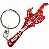 Red Torch Shaped Anodized Aluminum Key Chain Bottle Opener with Laser Engraved Custom Logo Personalized