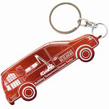 Red Van Shaped Anodized Aluminum Key Chain Bottle Opener with Laser Engraved Custom Logo Personalized