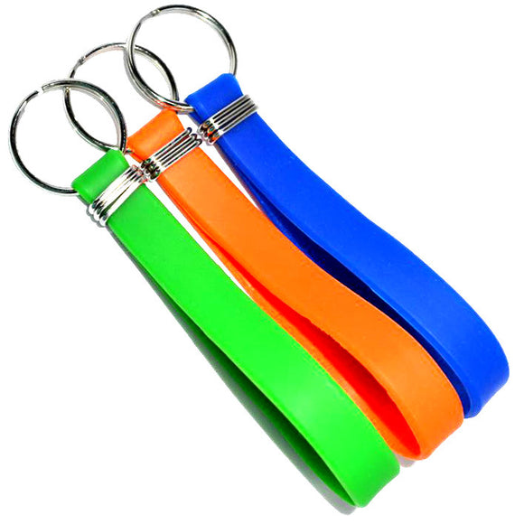 blank silicone rubber key chain wristbands