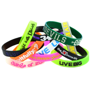 Colorfill silicone rubber wristband printed with ink
