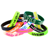 Colorfill silicone rubber wristband printed with ink